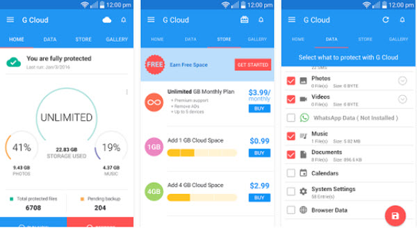 G Cloud Backup App for Android Screenshot